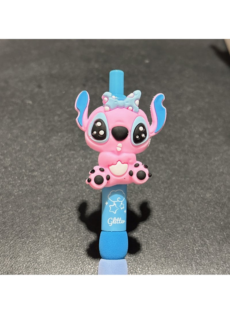 Disney 4pcs Stitch gel pen plush keychain pen, a gift or prize for elementary school students, manual push pen - Image 2